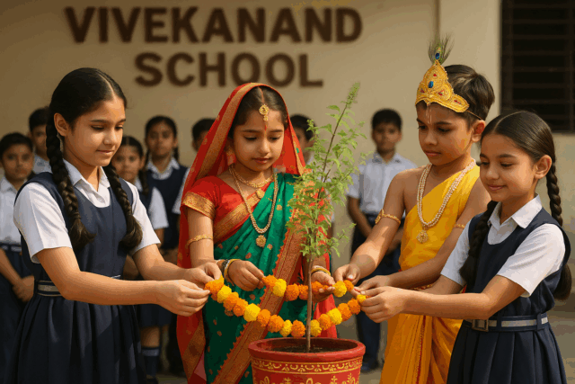 "Tulsi Vivah Inspires Green Awareness at Vivekanand School"