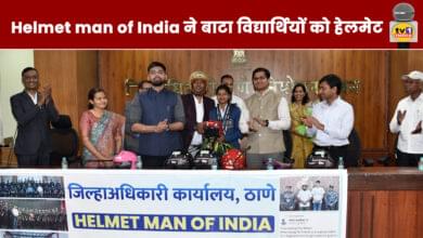 Helmet Man of India Distributes Helmets to Students